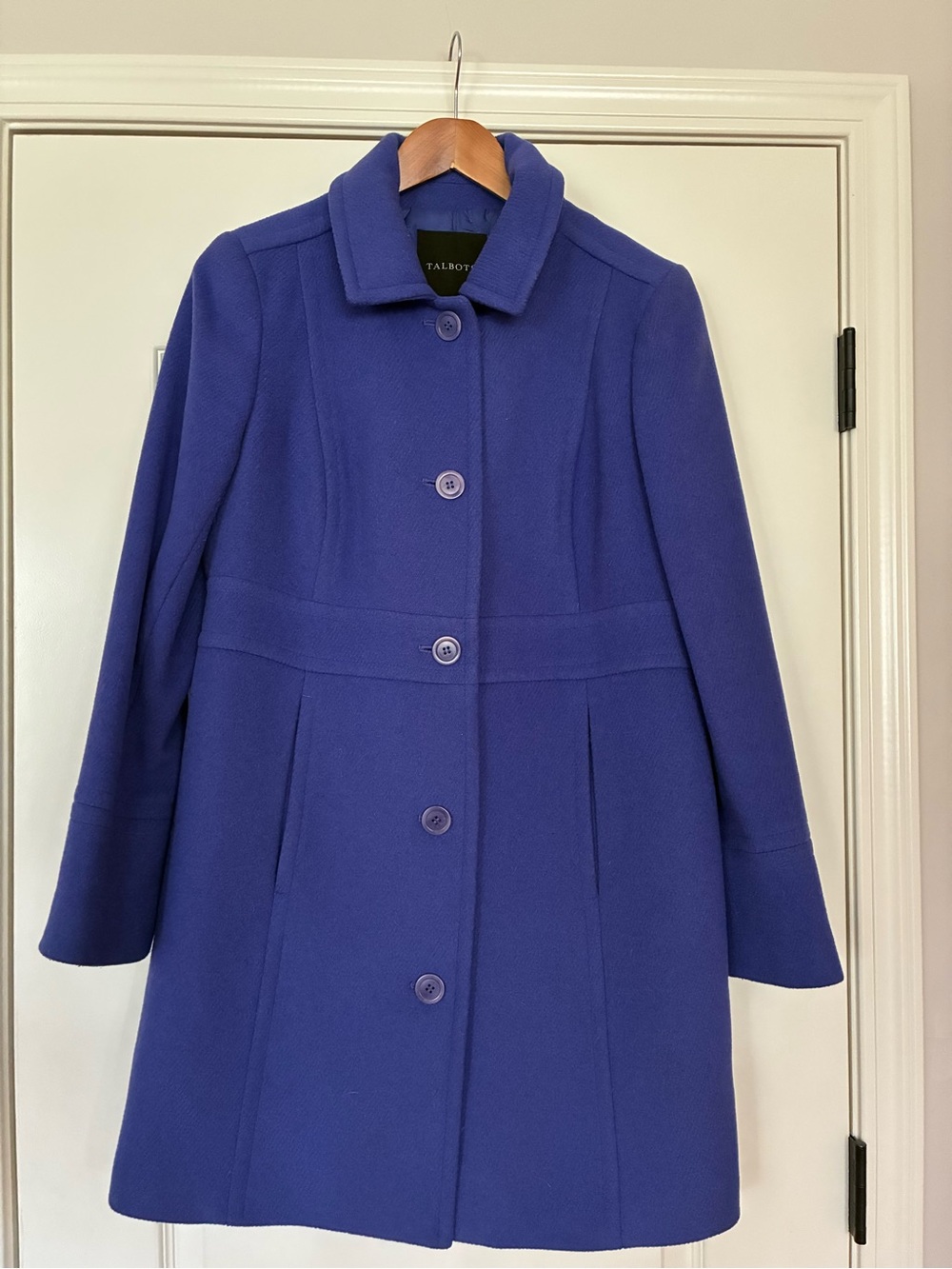 Talbots Cobalt Blue Wool-Blend Single-Breasted Pea Coat